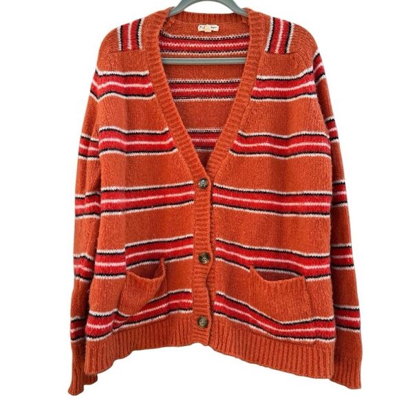 For love & Lemons Charlie Striped Alpaca Cardigan Button Up Sweater Size XL - Picture 7 of 11